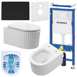 Zestaw podtynkowy stelaż GEBERIT DUOFIX + miska LUMA-WH-RIM-03 + przycisk DELTA 50 czarny mat