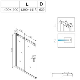 Czarne drzwi prysznicowe do wnęki 135-140 cm rozsuwane SH03FB szkło 8 mm