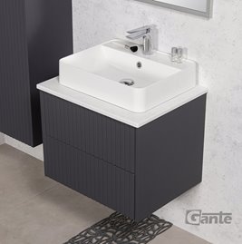 Szafka łazienkowa wisząca frezowana z umywalką 60 cm Mirage kolor szary mat