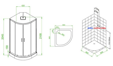 Kabina prysznicowa półokrągła zabudowana jasny środek 80x80 Clara