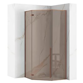 Kabina prysznicowa pięciokątna miedź szczotkowana 90x90 cm Diamond Rea