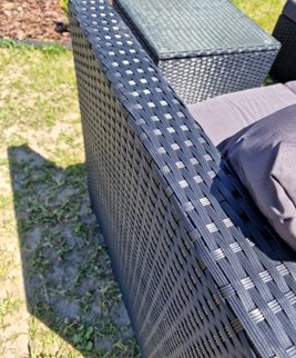 Meble ogrodowe technorattan sofa, stół, dostawka zestaw Volta