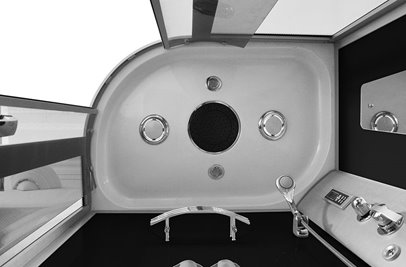 Kabina prysznicowa z hydromasażem na niskim brodziku czarne ścianki 120x85 lewa MO-18218