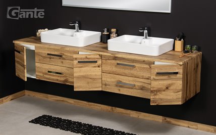 Szafka wisząca z umywalką 210 z dwiema umywalkami C2 seria Fokus NE