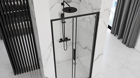 Drzwi prysznicowe z czarnym profilem 110 cm Rapid Slide Rea