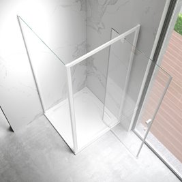 Biała kabina prysznicowa 80x80 kwadratowa drzwi pełne uchylne KZ04B