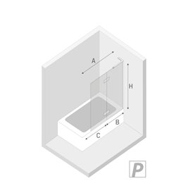 Parawan wannowy kolor chrom prawy 100x150 P-0228-WL Nesta New Trendy