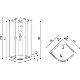 Kabina prysznicowa zabudowana z hydromasażem biała 90x90 Orion Black Kerra