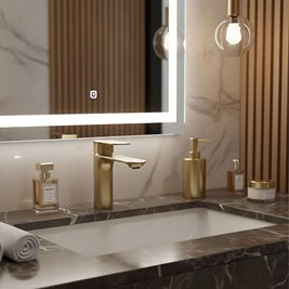 Bateria umywalkowa złoto szczotkowane Rea Drop