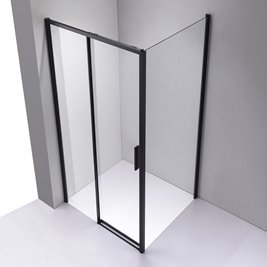 Czarna prostokątna kabina prysznicowa Super Slim Nova 90x80 drzwi rozsuwane