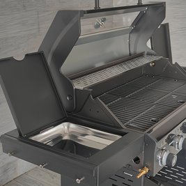 Grill gazowy ZEUS-D kolor czarny ruszt żeliwny moc 17,5 kW + pokrowiec + palnik boczny + LED