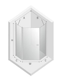 Kabina prysznicowa pięciokątna 80x80 K-0606 New Soleo