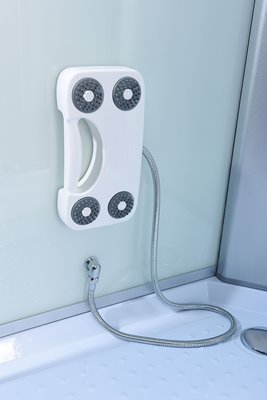 Kabina prysznicowa z sauną parową i hydromasażem półokrągła zabudowana biała 110x110 MO-0513DS