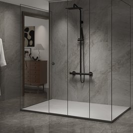 Biały brodzik prysznicowy prostokątny o strukturze kamienia 130x80 cm Riko Hydrosan