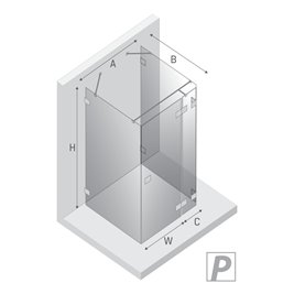 Czarna przyścienna kabina prysznicowa prawa 90x90 EXK-6257 Eventa Black Chrome New Trendy