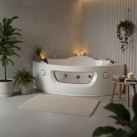 Wanna z hydromasażem narożna podgrzewacz wody 140x140 Flores 601