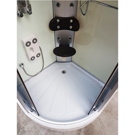 Kabina prysznicowa z hydromasażem niski brodzik białe ściany 80x80