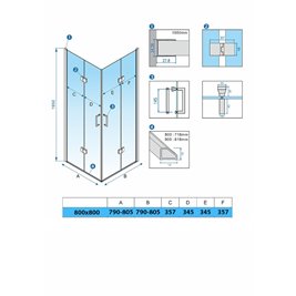 Złota szczotkowana kabina prysznicowa kwadratowa drzwi składane 80x80 ZES-KZ08B-GL-BR-80