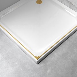 Złota szczotkowana kabina prysznicowa drzwi składane prostokątna 100x90 Z-KZ13A-GL-BR-100X90 zdjęcie 11