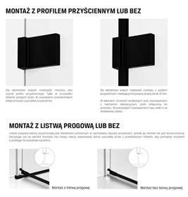 Czarna kabina prysznicowa trójścienna lewa 120x100 cm EXK-2622 Avexa Black New Trendy
