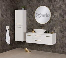 Szafka wisząca biały mat z umywalką nablatową 120 cm Belli Gold Gante