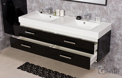 Czarna szafka wisząca z umywalką 160 cm seria Fokus C