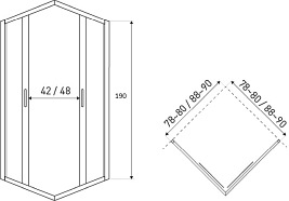 Kabina prysznicowa 80x80 czarne profile Tiara Square Kerra