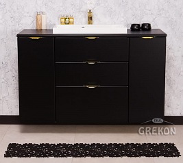Czarna szafka łazienkowa z umywalką 120/3 cm Liv Victa