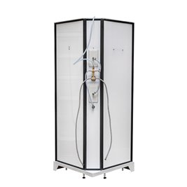 Kabina prysznicowa półokrągła zabudowana jasny środek 80x80 Clara