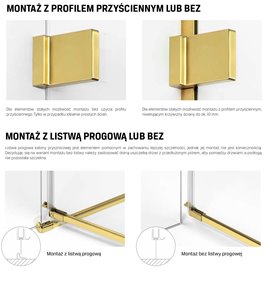 Złota szczotkowana kabina prysznicowa przyścienna lewa 110x100 cm EXK-3091 Avexa New Trendy Gold Brushed