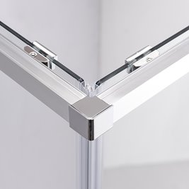 Chromowana kabina prysznicowa kwadratowa Super Slim Nova 90x90 drzwi rozsuwane