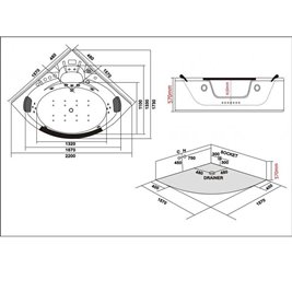 Wanna z hydromasażem narożna podgrzewacz wody Orino 632 157x157