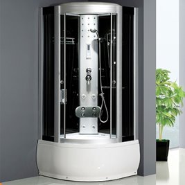 Kabina prysznicowa z hydromasażem głęboki brodzik czarne ściany 110x110 WSH7127-110