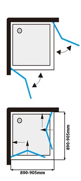 Stal szczotkowana kabina prysznicowa kwadratowa drzwi składane 90x90 KZ08C