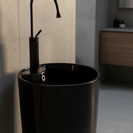 Umywalka wolnostojąca ceramiczna owalna czarny połysk 85x40 cm LINO-BL-400