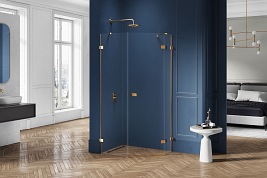 Złota szczotkowana kabina pięciokątna 100x80 EXK-3858 Avexa New Trendy Gold Brushed