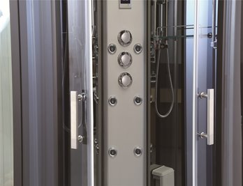 Kabina prysznicowa sauna parowa hydromasaż półokrągła zabudowana czarna 100x100 MO-0513CBS