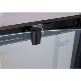 Czarna kabina prysznicowa półokrągła 80x80 drzwi rozsuwane BS01A