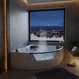 Wanna z hydromasażem narożna podgrzewacz wody 152x152 cm Tiga 604