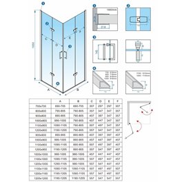 Złota szczotkowana kabina prysznicowa drzwi składane prostokątna 100x90 Z-KZ13A-GL-BR-100X90 zdjęcie 13