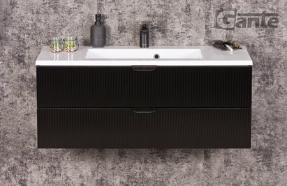 Szafka łazienkowa z umywalką wisząca szklane fronty czarny mat 100 cm Bravia Gante