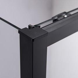 Czarna prostokątna kabina prysznicowa Super Slim Nova 100x90 drzwi rozsuwane