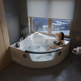 Wanna z hydromasażem narożna podgrzewacz wody Orino 632C 135x135