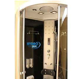 Kabina prysznicowa z hydromasażem i sauną niski brodzik czarne ściany 100x100