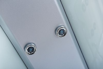Kabina prysznicowa z sauną parową i hydromasażem półokrągła zabudowana biała 110x110 MO-0513DS