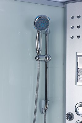 Kabina prysznicowa z sauną parową i hydromasażem półokrągła zabudowana biała 100x100 MO-0513CS