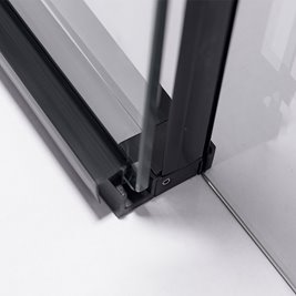 Czarna kabina prysznicowa kwadratowa Super Slim Nova 80x80 drzwi rozsuwane