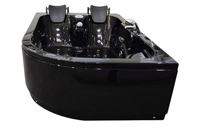 Czarna wanna z hydromasażem dwuosobowa Turbo 180x120 cm MO-1631B Lewa