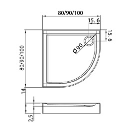 Brodzik półokrągły 80x80 na nośniku Columbus B-0316
