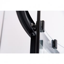 Czarna kabina prysznicowa półokrągła 80x80 drzwi rozsuwane BS01A